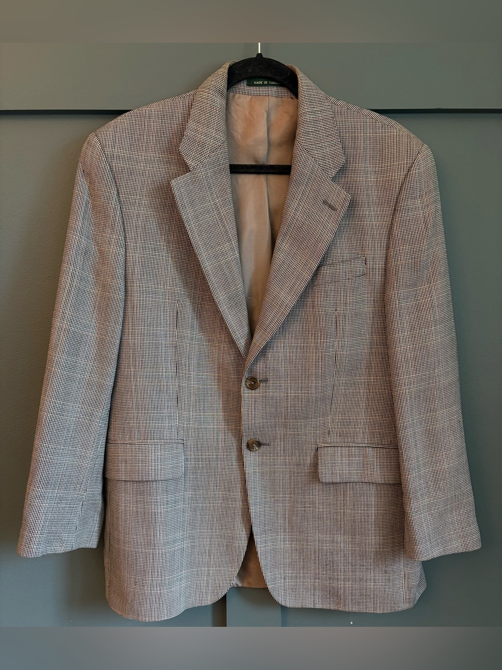 Lauren Ralph Lauren Sport Coat Size 39 Short Silk & Wool Blend Houndstooth